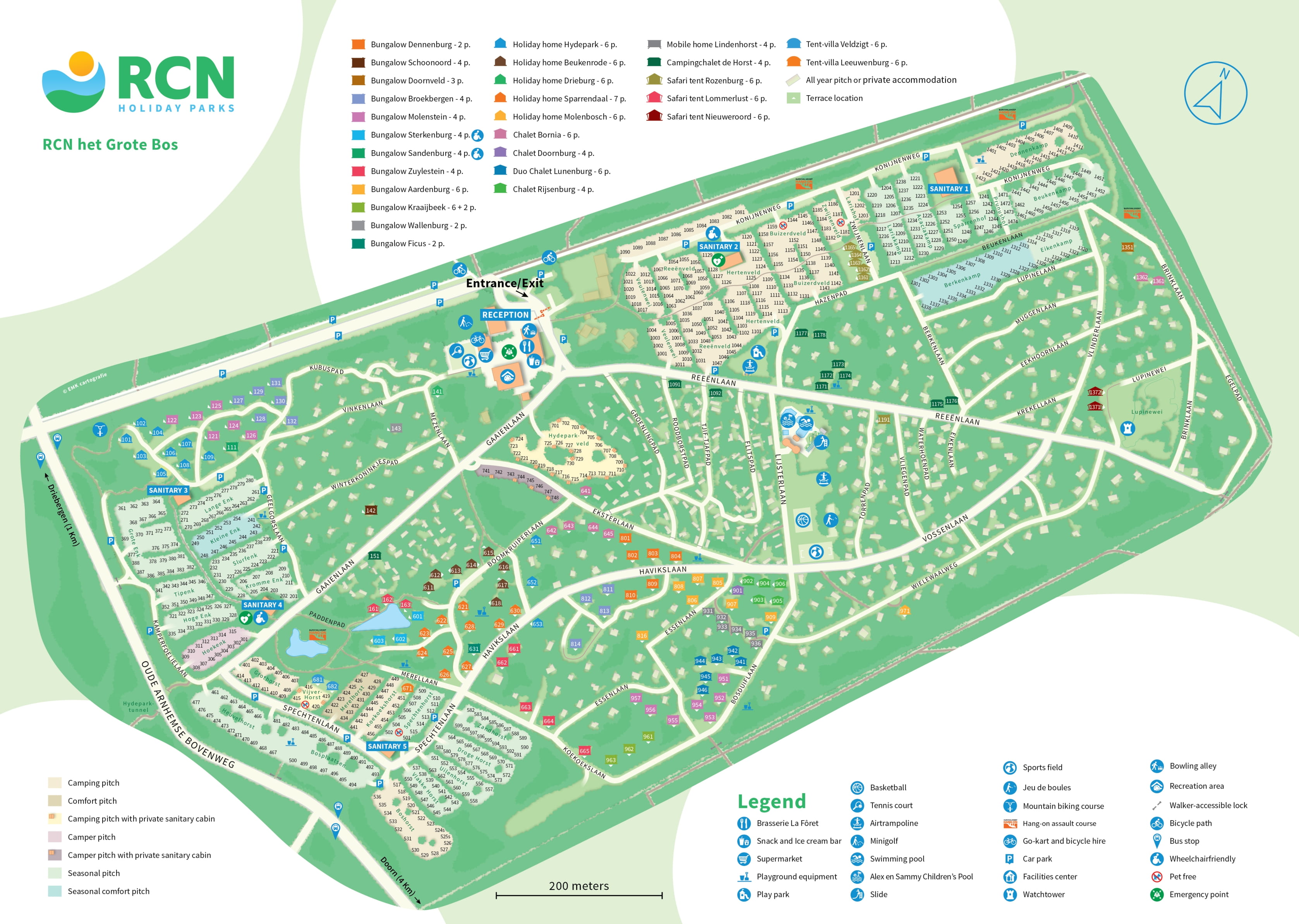 Plattegrond van de camping