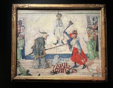 Ensor : Geraamten twistend om een gehangene